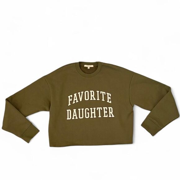 Favorite Daughter Cropped Collegiate Green Sweatshirt - Size XS (Oversized) - Picture 4 of 8